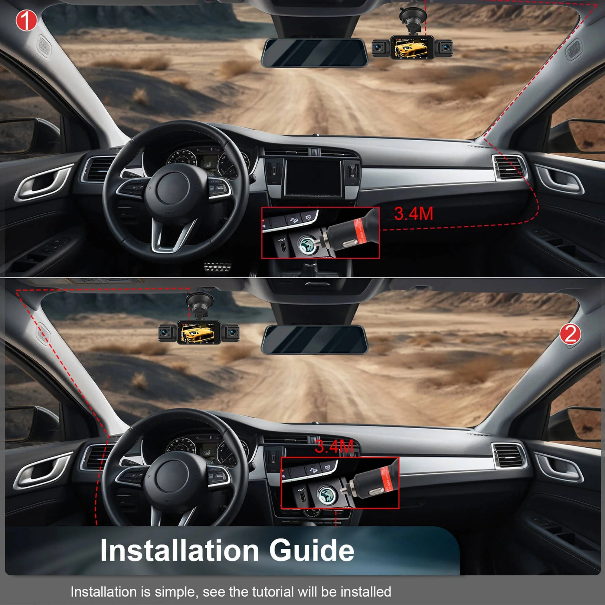 Wireless Car Dash Cam Front And Rear With Night Vision - Image 11