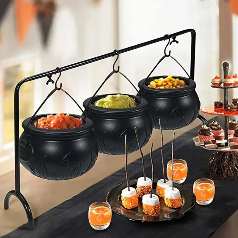 Witch Cauldron Candy Bowl Halloween Decoration Set