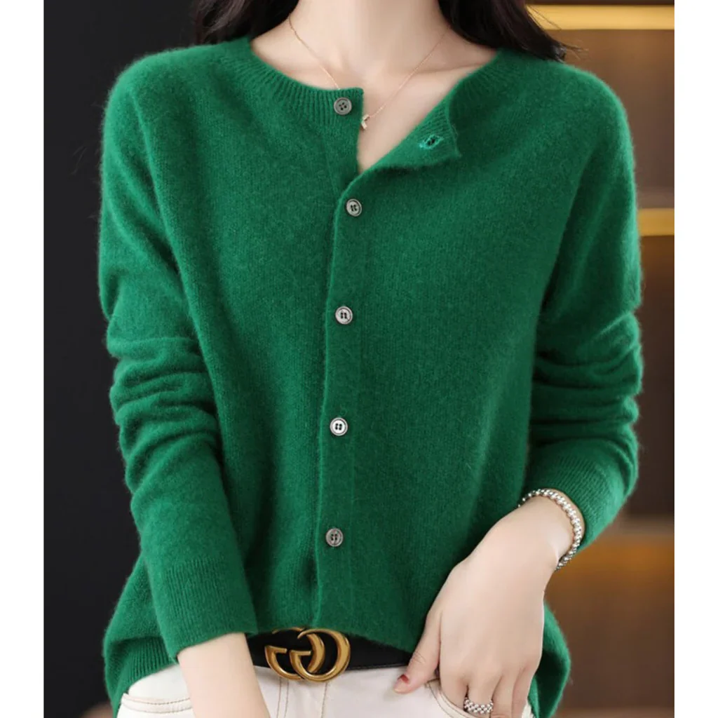 Women's round neck cardigan sweater - Image 12