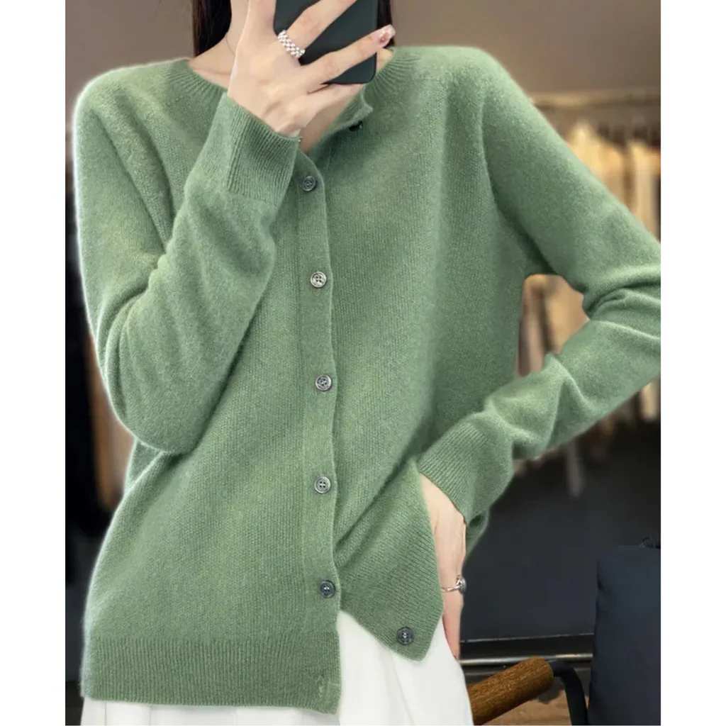 Women's round neck cardigan sweater - Image 13