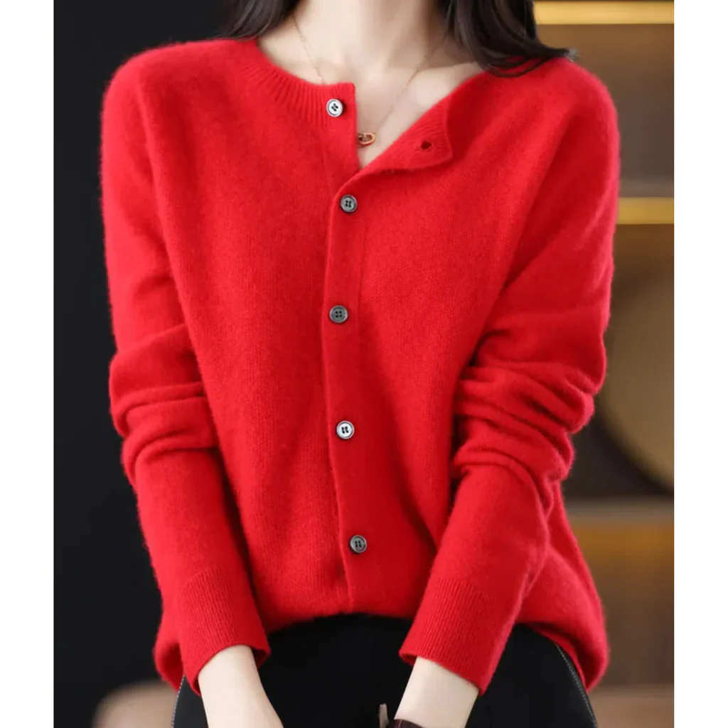 Women's round neck cardigan sweater - Image 14