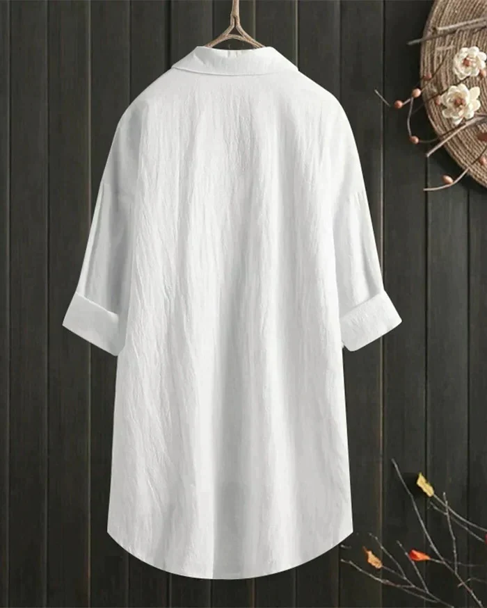 Women's White Linen Blouse - Image 2