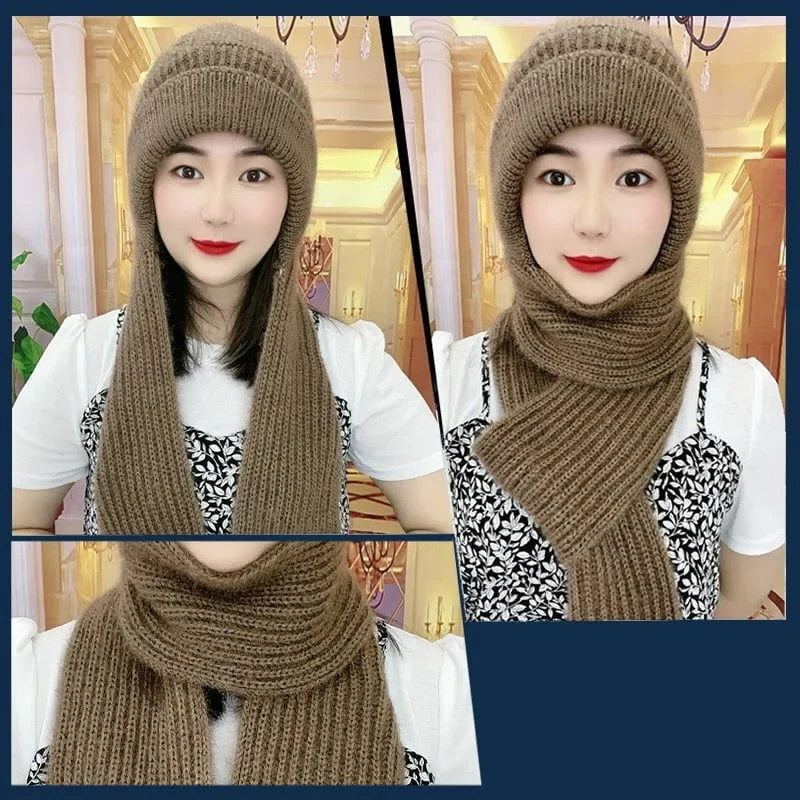Women's Winter Integrated Ear Protection Windproof Cap Scarf - Image 10