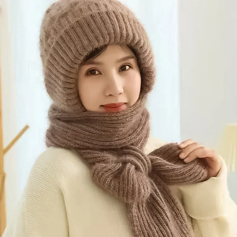 Women's Winter Integrated Ear Protection Windproof Cap Scarf - Image 6