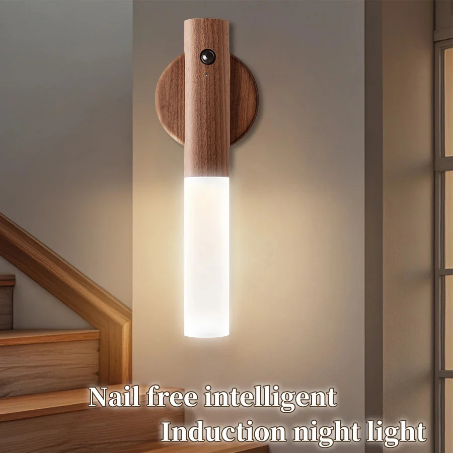 Wood Grain Motion Sensor Night Light with Magnetic Base - Image 4