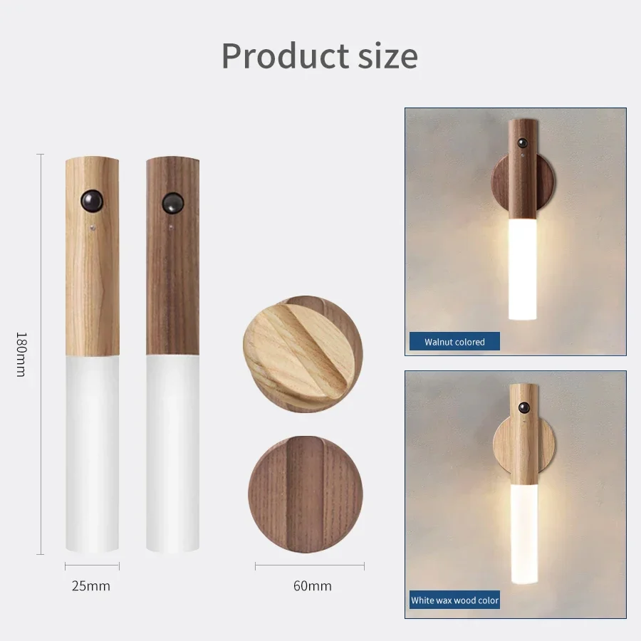 Wood Grain Motion Sensor Night Light with Magnetic Base - Image 6