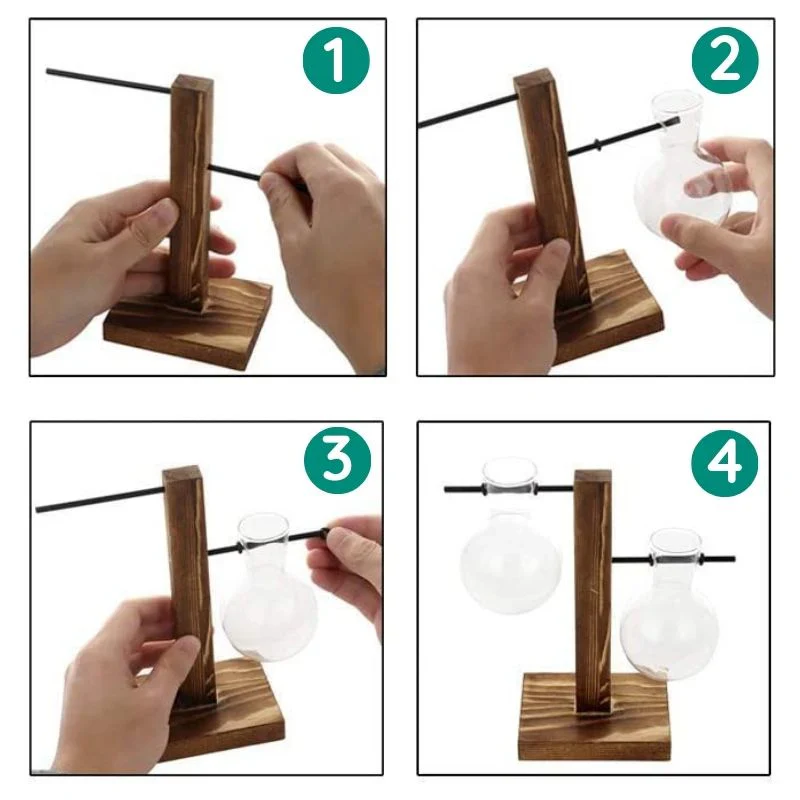 Wooden Frame Hydroponic Plant Vase - Image 6