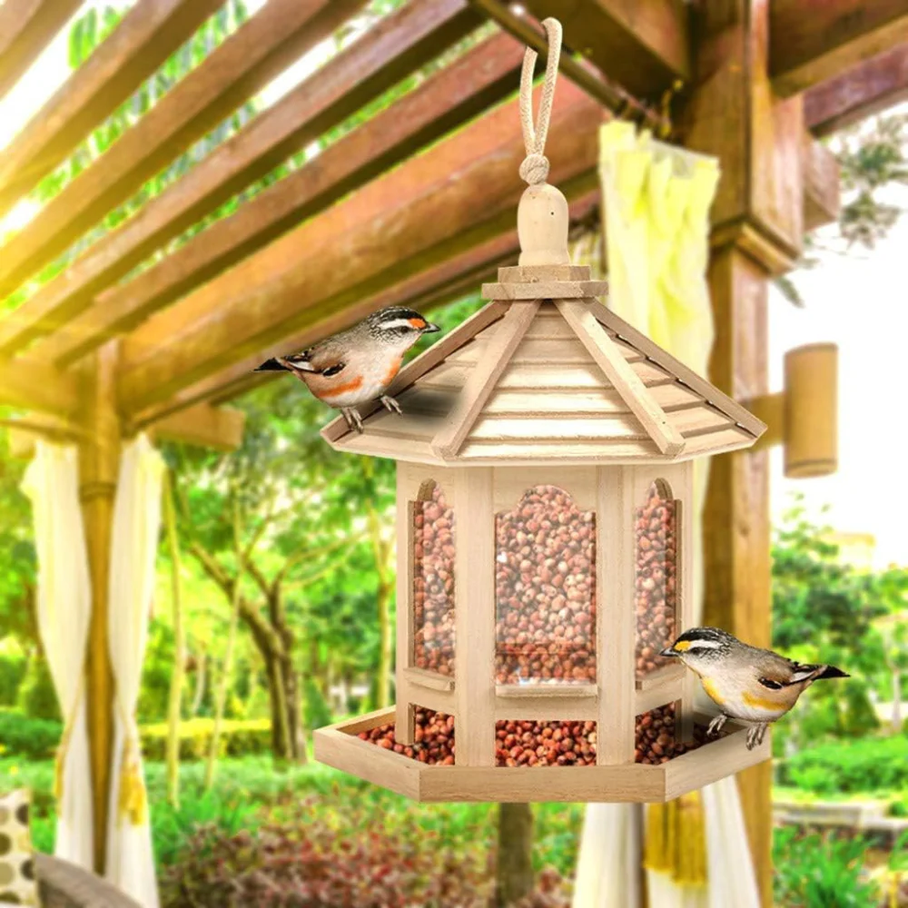 Wooden Transparent Household Bird Feeder - Image 2
