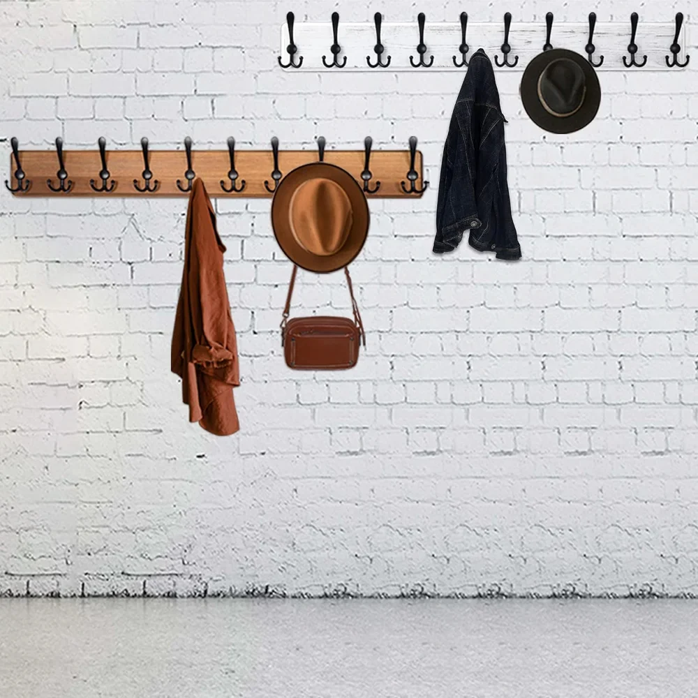 Wooden Wall-Mounted Coat Rack with 10 Hooks - Image 3