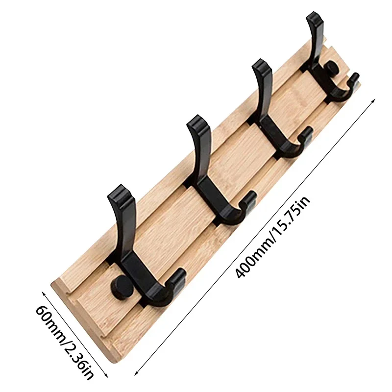 Wooden Wall-Mounted Coat Rack with Sliding Hooks - Image 4