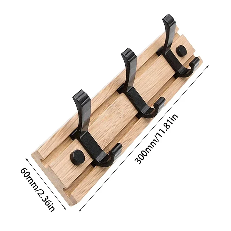 Wooden Wall-Mounted Coat Rack with Sliding Hooks - Image 5