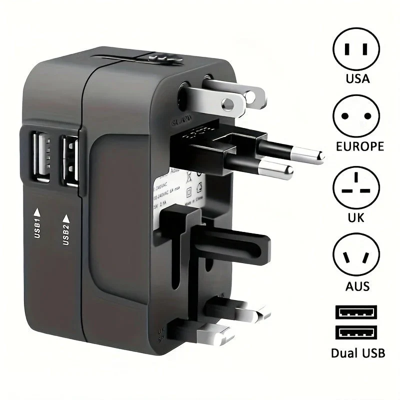 Worldwide Travel Adapter with Dual USB Charging Ports - Image 2
