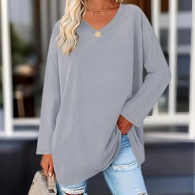 Your Trendy Long-Sleeved Shirt With V-Neck For Comfort - Image 8